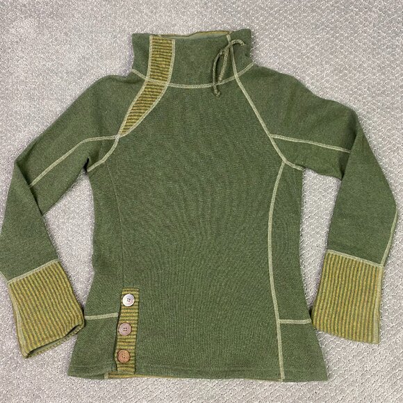 Prana Sweater Women's Small Green Wool Blend Lucia Cowl Neck Pullover - Picture 1 of 10